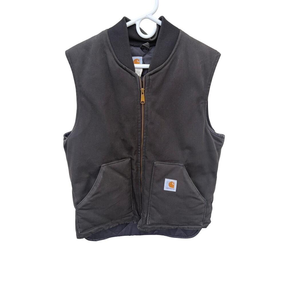 Vintage Carhartt Vest Jacket Men's Large Canvas Quilt Lined Outdoor Workwear